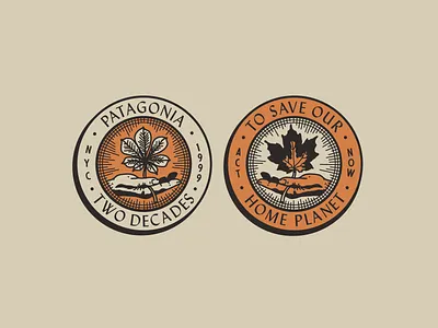 Patagonia UWS20 - Stickers autumn badge brooklyn design handmade illustration leaf linework nyc sticker terracotta