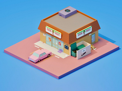 Kwik-E-Mart - Simpsons 3d 3d art 3d ilustration 3d modeling blender blender 3d blender3dart design illustration simpsons