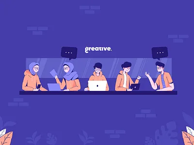 Greative Team Illustration agency character creative flat illustration graphic design illustration illustrations line art purple teamwork vector vector illustration