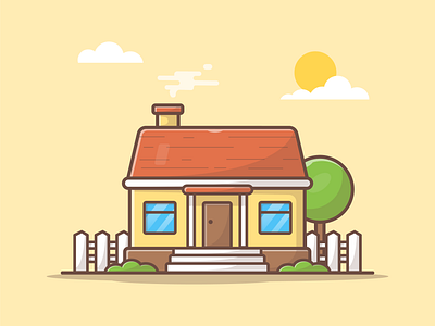 Home Sweet Home 🥰🥰 clouds cute home house icon illustration logo minimalist sun sweet tree window
