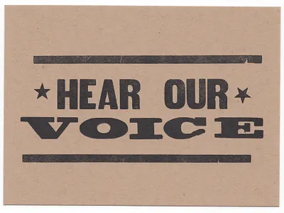 Hear Our Voice depression press letterpress typography wood type