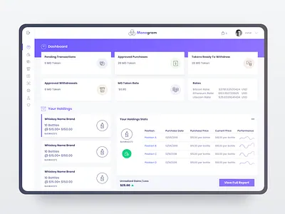 Monogram Dashboard analytics dashboard design flat illustration interface menu ui ux web web design