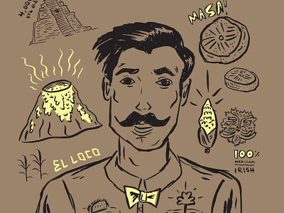 Dapper Irish man in Mexico dapper gentleman handdrawn irish mexicanfood tortillachips