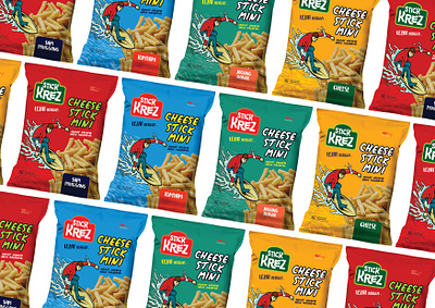 STICK KREZ branding chips design flexible food illustration logo packaging design packaging mockup vector