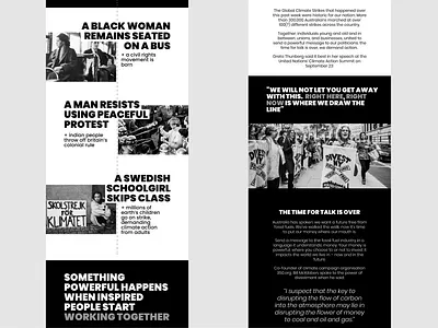 Post Climate Strike landing page concept australia climate change climate strike design melbourne renewable energy sustainability typography webdesign webflow