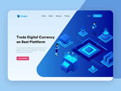 Cryptocurrency Desktop Header Illustration Preview2x cryptocurrency header illustration isometric landingpage ui web website