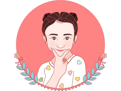 Pink girl banner design flower girl happy illustration love pink