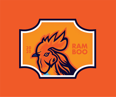 RAMBOO badge branding cock illustration logo vector