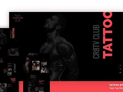 Tattoo Studio - Single page website animation design minimal typography ui ux web website