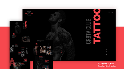 Tattoo Studio - Single page website animation design minimal typography ui ux web website