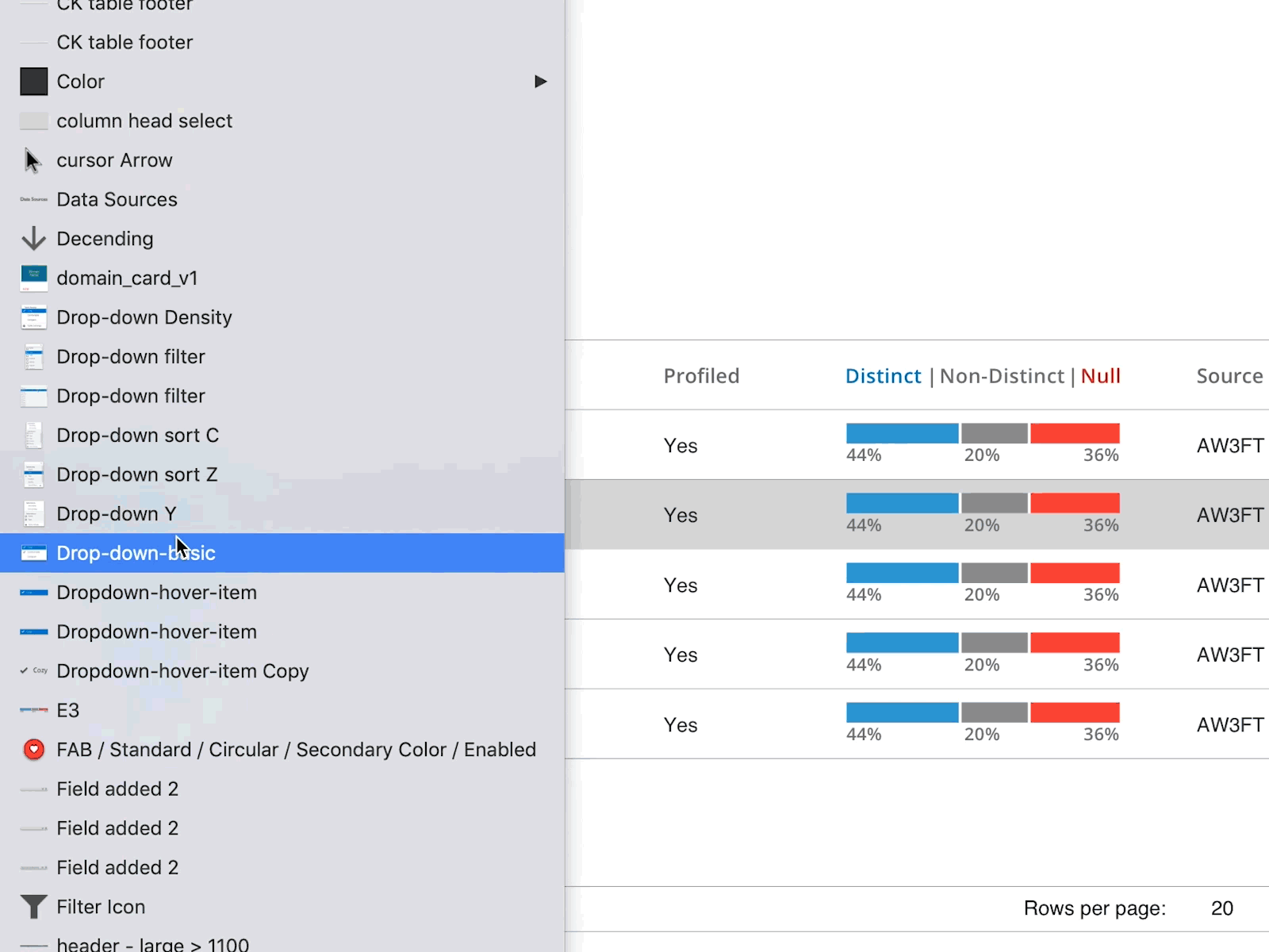 re-usable Sketch symbols data table menu sketchapp