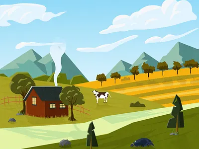 Autumn field autumn design forest illustration