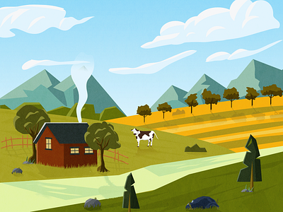 Autumn field autumn design forest illustration