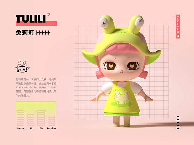 TULILI-IP (Mascot)-Frog character cute frog girl illustration ip lovely mascot pink tulili zhang 张小哈