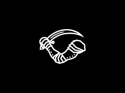 Arm & Sword Mark arm black brand clean design designer emblem knight logo simple sword swords symbol vector white