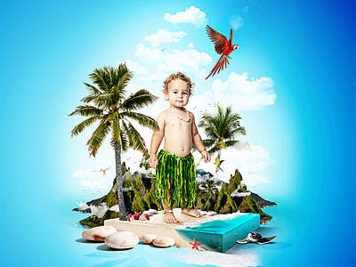 Photomanipulation of my baby boy artwork digital manipulation digital painting digitalart hawaii key key visual manipulation photoedit photoediting photomanipulation photoshop surreal tropical visual