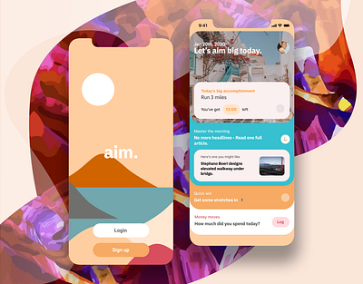 Aim Goal Application Concept app design feed goals home illustration login product design ui uidesign uiux ux uxdesign