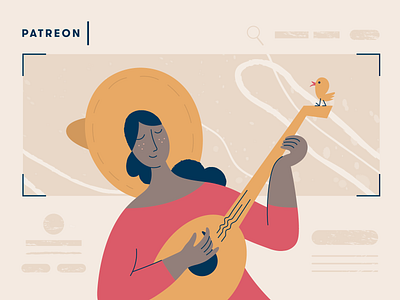 Patreon illustration 2d article bannersnack blogpost character chicken cover design girl guitar guitarist illustration vector woman