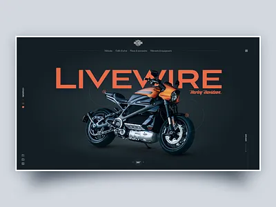 Livewire adobe xd clean concept dark flat harley davidson homepage livewire minimal modern moto motorcycle orange ride simple ui ux