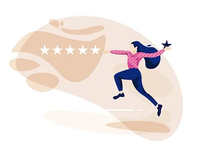 Ephemeris Illustrations - #05 app illustration business character character design design flat girl hero image illustrations illustrator interface jump mobile rating scene stars stories transparent vector woman