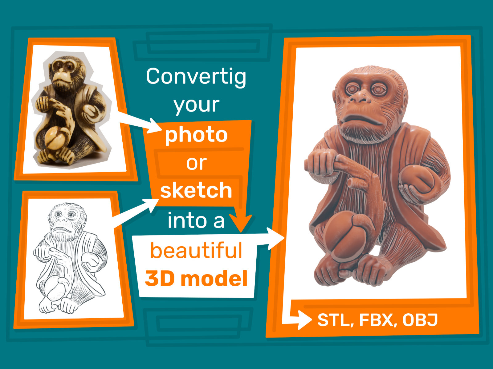 Any picture to 3D model 3d 3d art 3d print 3d printing animation character character design gamedev