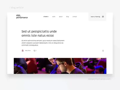 article layout - dot_performance animation article article design blog branding clean design minimal ui visual design