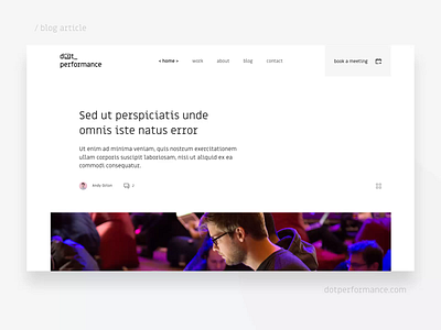 article layout - dot_performance animation article article design blog branding clean design minimal ui visual design