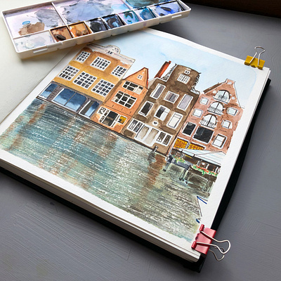Amsterdam amsterdam art artist canals city debut design fairytale handmade holland illustration landscape travel watercolour
