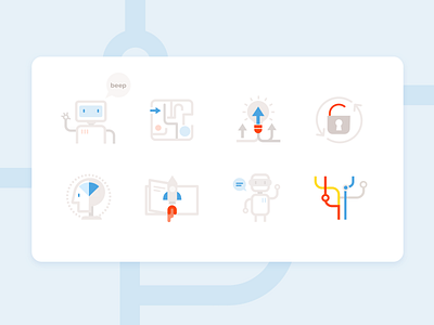 Robotics & Automation Illustrations automation graphics icon set icons illustration robotics security uidesign