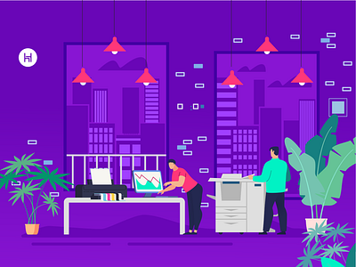 Office Illustration color color palette colorful design icon illustration illustration art illustrator office presentation design purple ui vector vector illustration work workspace