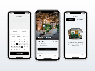 Venues App UI booking calendar date favorites iphone range ui venue venues