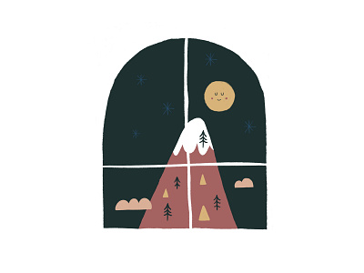 Inktober Day 16: Peak evening inktober moon mountain night peak sky stars window