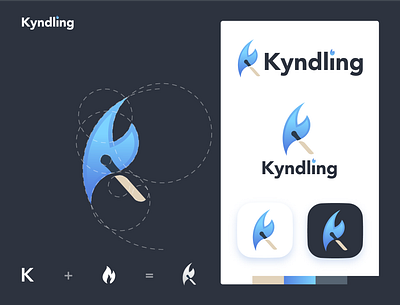 Kyndling Blue 2d art branding clean design fire flat graphic design illustration kindle logo minimal vector