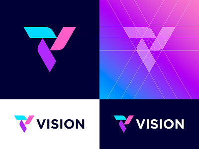 VISION – Logo Grid ( SOLD ) branding colors dribbble gradient grid icon identity identity branding letter exploration letter v logo logo design logogrid mark symbol v vision