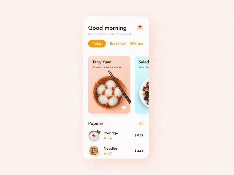 Food display animation animation design mobile ui ux 设计