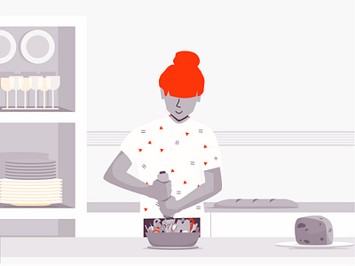 Cooking, Part 1 animation branding bread cooking creative design food icons illustration kitchen minimal monochrome motion motion design salat simple ui ux vector website