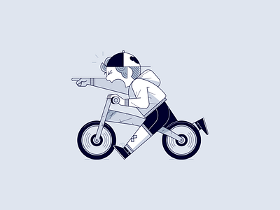 Boy on Bike balance bicycle bike character hat illustration mickey mouse outline vector