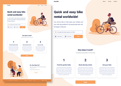 Bike Rental (concept) bike concept creativity design freelance freelancer illustration landing landing design landing page landing page concept landing pages landingpage lp rental service ui ux web website