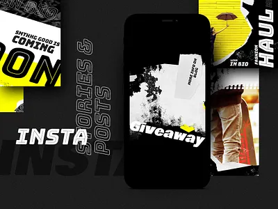 Instagram post and story templates - Dark mode black blogger kit branding dark instagram dark mode dark templates fashion grunge insta story instagram posts instagram stories instagram story instagram templates lifetsyle social media kit social media templates style trendy trendy templates yellow
