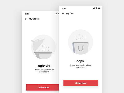 Food app empty Screen illustration ui ux