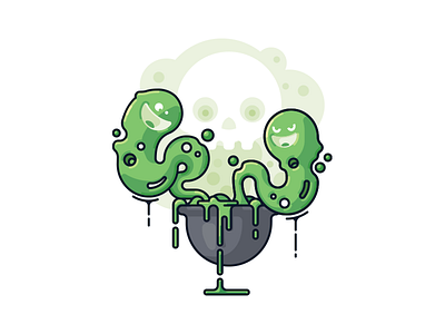 Potion cauldron halloween illustration potion skull snot spooky vector