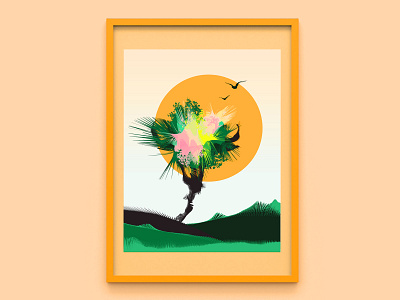 Dreaming Of Summer abstract art art design digital art distorted distortion illustration poster poster art poster design shape tree