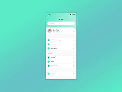 App Settings Design app app screen dailyui gradient mobile app design mobile design sketchapp ui uidesign ux ux design visual design