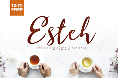 Esteh Awesome calligraphy typeface font Free font freebies freefont typogaphy