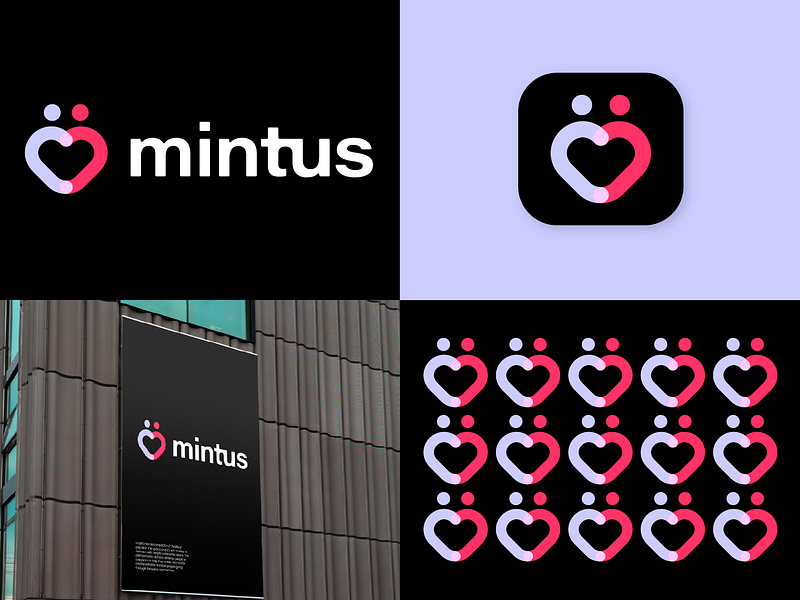 dating app for crypto people /mintus logo design best logo best logo designer brand identity branding community connection crypto dating app heart identity logo logos love metaverse minimal logo modern logo people web 3.0