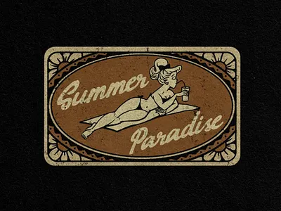 Summer Paradise beach chill illustration logo summer vintage
