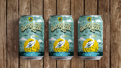 32N Baitquitos Lagoon Collab beer beer label colaboration crane illustration mockup packaging san diego type typography