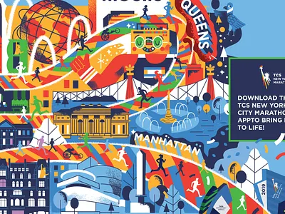 NYC Marathon boombox central park city graphic design illustration marathon music nyc race