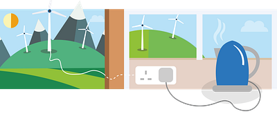 Kettle illustration kettle renewable energy vector wind turbine