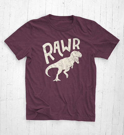 Rawr T-shirt design dinosaur drawing screen printing t shirt